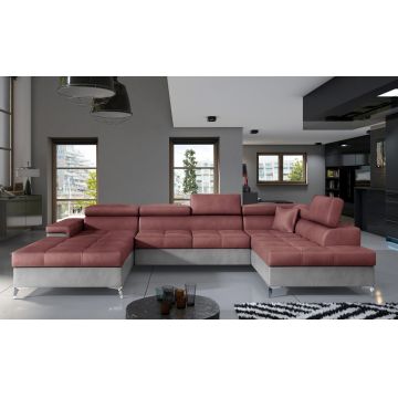 Coltar extensibil dreapta 5 locuri ELTAP, Edr-41, Eduardo, 337x205x88 cm, lemn/poliester, roz inchis/gri