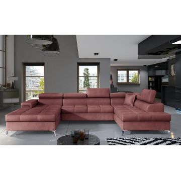 Coltar extensibil dreapta 5 locuri ELTAP, Edr-42, Eduardo, 337x205x88 cm, lemn/poliester, roz inchis
