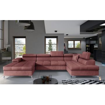 Coltar extensibil dreapta 5 locuri ELTAP, Edr-42, Eduardo, 337x205x88 cm, lemn/poliester, roz inchis