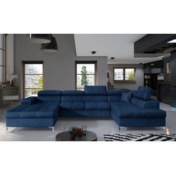 Coltar extensibil dreapta 5 locuri ELTAP, Edr-44, Eduardo, 337x205x88 cm, lemn/poliester, albastru inchis