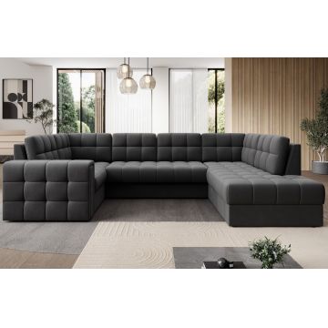 Coltar extensibil dreapta 5 locuri ELTAP, RT-06SO, Blewett, 299x198x82 cm, lemn/poliester, gri inchis