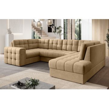 Coltar extensibil dreapta 5 locuri ELTAP, RT-09MO, Blewett, 299x198x82 cm, lemn/poliester, maro deschis