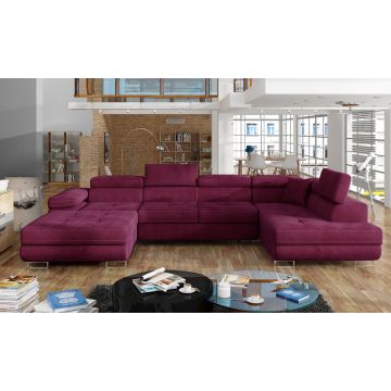 Coltar extensibil dreapta 6 locuri ELTAP, Rod-10, Rodrigo, 345x202x90 cm, lemn/poliester, rosu