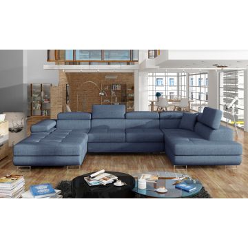 Coltar extensibil dreapta 6 locuri ELTAP, Rod-12, Rodrigo, 345x202x90 cm, lemn/poliester, albastru
