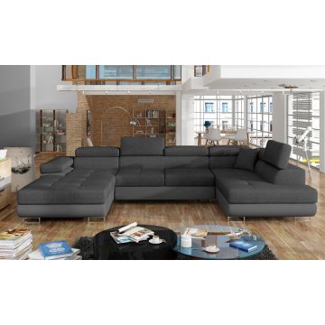 Coltar extensibil dreapta 6 locuri ELTAP, Rod-40, Rodrigo, 345x202x90 cm, lemn/poliester, gri inchis