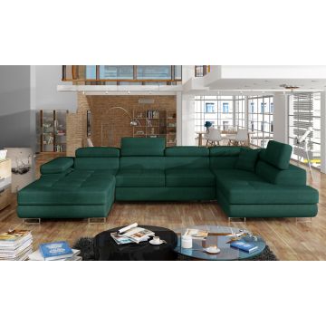 Coltar extensibil dreapta 6 locuri ELTAP, Rod-42, Rodrigo, 345x202x90 cm, lemn/poliester, verde inchis