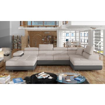 Coltar extensibil dreapta 6 locuri ELTAP, Rod-45, Rodrigo, 345x202x90 cm, lemn/poliester, gri/gri inchis