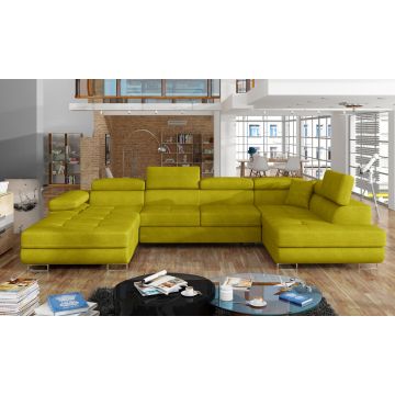 Coltar extensibil dreapta 6 locuri ELTAP, Rod-47, Rodrigo, 345x202x90 cm, lemn/poliester, galben