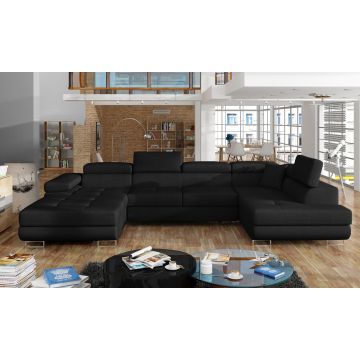 Coltar extensibil dreapta 6 locuri ELTAP, Rod-57, Rodrigo, 345x202x90 cm, lemn/poliester, negru