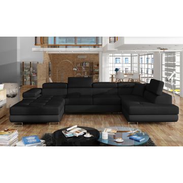 Coltar extensibil dreapta 6 locuri ELTAP, Rod-58, Rodrigo, 345x202x90 cm, lemn/poliester, negru
