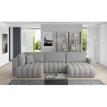 Coltar extensibil dreapta 6 locuri ELTAP, RT-03NU, Bonito, 350x175x92 cm, lemn/poliester, gri deschis