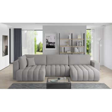 Coltar extensibil dreapta 6 locuri ELTAP, RT-03NU, Bonito, 350x175x92 cm, lemn/poliester, gri deschis