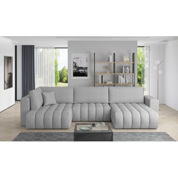 Coltar extensibil dreapta 6 locuri ELTAP, RT-04BO, Bonito, 350x175x92 cm, lemn/poliester, gri deschis