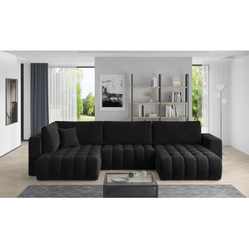 Coltar extensibil dreapta 6 locuri ELTAP, RT-10VE, Bonito, 350x175x92 cm, lemn/poliester, negru
