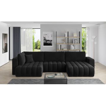 Coltar extensibil dreapta 6 locuri ELTAP, RT-10VE, Bonito, 350x175x92 cm, lemn/poliester, negru