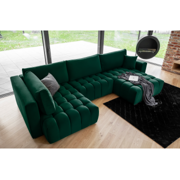Coltar extensibil dreapta 6 locuri ELTAP, RT-35LO, Bonito, 350x175x92 cm, lemn/poliester, verde inchis