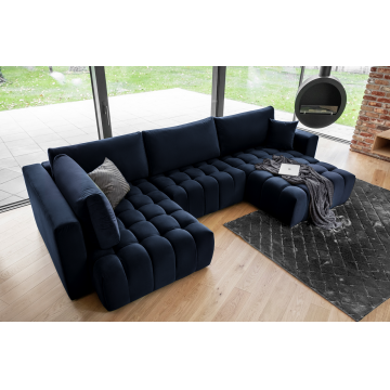 Coltar extensibil dreapta 6 locuri ELTAP, RT-40LO, Bonito, 350x175x92 cm, lemn/poliester, albastru inchis