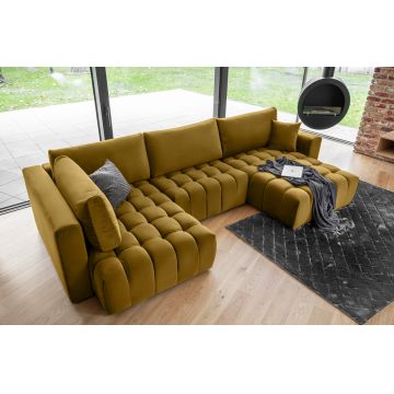 Coltar extensibil dreapta 6 locuri ELTAP, RT-45LO, Bonito, 350x175x92 cm, lemn/poliester, mustar