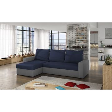 Coltar extensibil reversibil 3 locuri ELTAP, Livio, 237x150x72 cm, lemn/poliester, albastru inchis/gri inchis