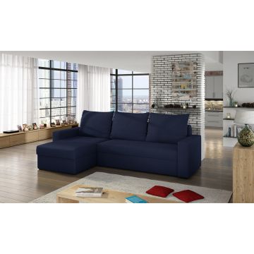 Coltar extensibil reversibil 3 locuri ELTAP, Livio, 237x150x72 cm, lemn/poliester, albastru inchis