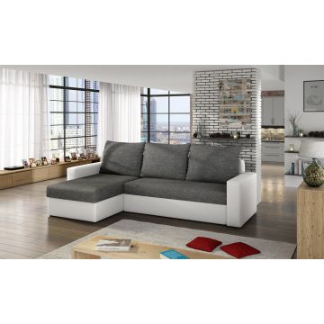 Coltar extensibil reversibil 3 locuri ELTAP, Livio, 237x150x72 cm, lemn/poliester, gri inchis/alb