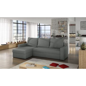 Coltar extensibil reversibil 3 locuri ELTAP, Livio, 237x150x72 cm, lemn/poliester, gri inchis