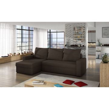 Coltar extensibil reversibil 3 locuri ELTAP, Livio, 237x150x72 cm, lemn/poliester, maro inchis