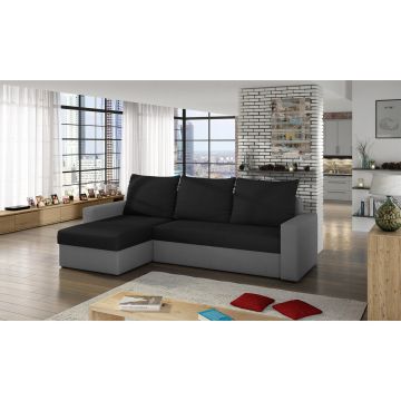 Coltar extensibil reversibil 3 locuri ELTAP, Livio, 237x150x72 cm, lemn/poliester, negru/gri inchis