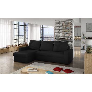 Coltar extensibil reversibil 3 locuri ELTAP, Livio, 237x150x72 cm, lemn/poliester, negru