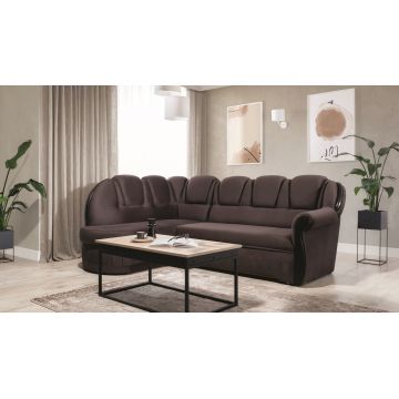Coltar extensibil stanga 3 locuri ELTAP, L-003, Lord, 243x180x112 cm, lemn/poliester, maro inchis/negru