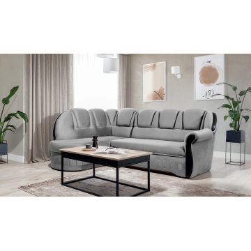 Coltar extensibil stanga 3 locuri ELTAP, L-005, Lord, 243x180x112 cm, lemn/poliester, gri deschis/negru
