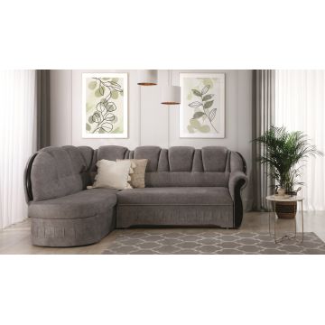 Coltar extensibil stanga 3 locuri ELTAP, L-049, Lord, 243x180x112 cm, lemn/poliester, gri/negru