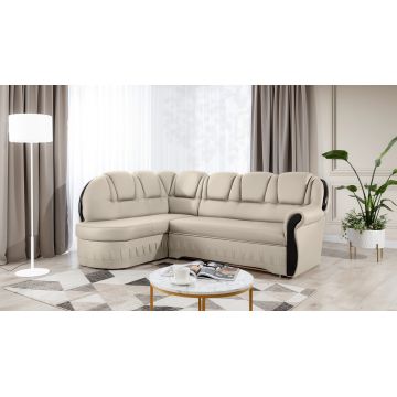 Coltar extensibil stanga 3 locuri ELTAP, L-055, Lord, 243x180x112 cm, lemn/poliester, crem/negru