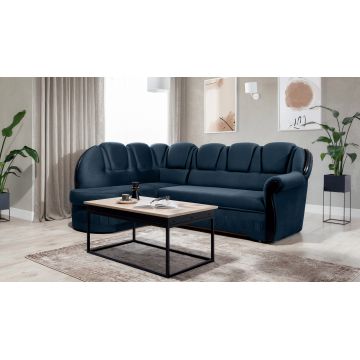 Coltar extensibil stanga 3 locuri ELTAP, L-078, Lord, 243x180x112 cm, lemn/poliester, albastru inchis/negru