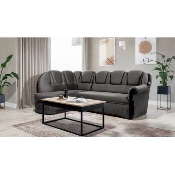Coltar extensibil stanga 3 locuri ELTAP, L-084, Lord, 243x180x112 cm, lemn/poliester, gri/negru