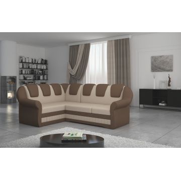 Coltar extensibil stanga 3 locuri ELTAP, LII-009, Lord II, 243x195x112 cm, lemn/poliester, bej deschis/maro