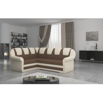 Coltar extensibil stanga 3 locuri ELTAP, LII-013, Lord II, 243x195x112 cm, lemn/poliester, maro/bej deschis