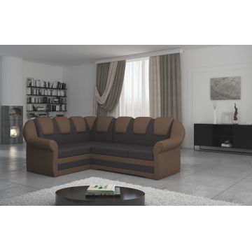 Coltar extensibil stanga 3 locuri ELTAP, LII-014, Lord II, 243x195x112 cm, lemn/poliester, maro inchis/maro