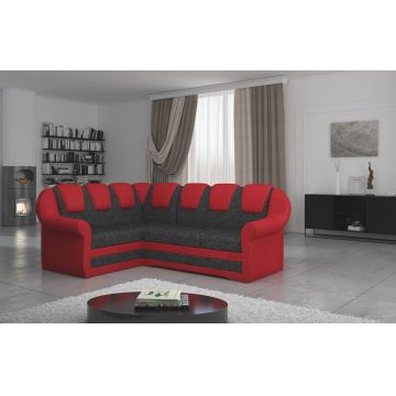 Coltar extensibil stanga 3 locuri ELTAP, LII-015, Lord II, 243x195x112 cm, lemn/poliester, gri inchis/rosu