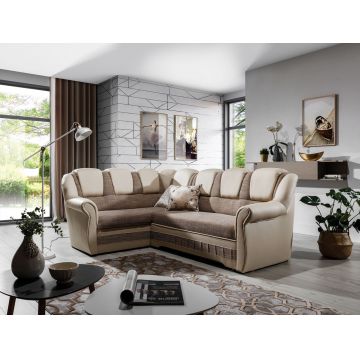 Coltar extensibil stanga 3 locuri ELTAP, LII-017, Lord II, 243x195x112 cm, lemn/poliester, bej inchis/bej deschis