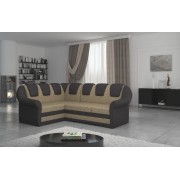 Coltar extensibil stanga 3 locuri ELTAP, LII-018, Lord II, 243x195x112 cm, lemn/poliester, bej inchis/maro inchis