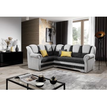 Coltar extensibil stanga 3 locuri ELTAP, LII-021, Lord II, 243x195x112 cm, lemn/poliester, negru/alb