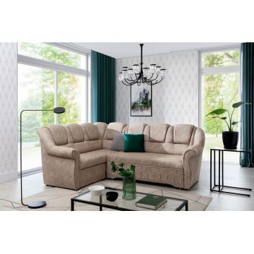 Coltar extensibil stanga 3 locuri ELTAP, LII-041, Lord II, 243x195x112 cm, lemn/poliester, maro deschis