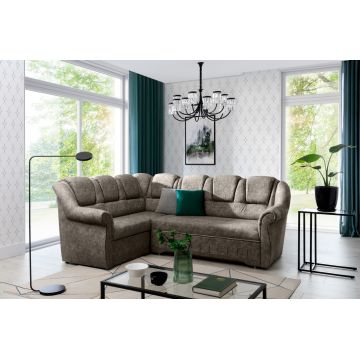 Coltar extensibil stanga 3 locuri ELTAP, LII-068, Lord II, 243x195x112 cm, lemn/poliester, bej inchis