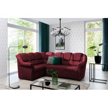 Coltar extensibil stanga 3 locuri ELTAP, LII-091, Lord II, 243x195x112 cm, lemn/poliester, rosu inchis