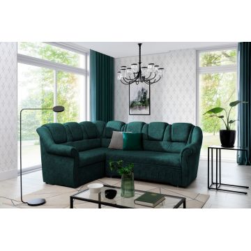 Coltar extensibil stanga 3 locuri ELTAP, LII-093, Lord II, 243x195x112 cm, lemn/poliester, verde inchis