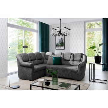 Coltar extensibil stanga 3 locuri ELTAP, LII-095, Lord II, 243x195x112 cm, lemn/poliester, gri