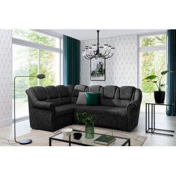 Coltar extensibil stanga 3 locuri ELTAP, LII-097, Lord II, 243x195x112 cm, lemn/poliester, gri inchis