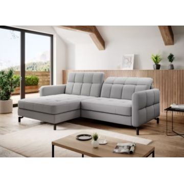 Coltar extensibil stanga 3 locuri ELTAP, Lore-112, Lorelle, 225x160x105 cm, lemn/poliester, gri deschis