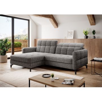 Coltar extensibil stanga 3 locuri ELTAP, Lore-145, Lorelle, 225x160x105 cm, lemn/poliester, gri